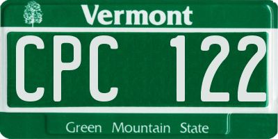 VT license plate CPC122
