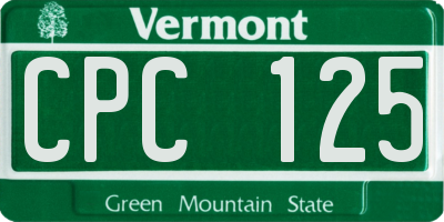 VT license plate CPC125