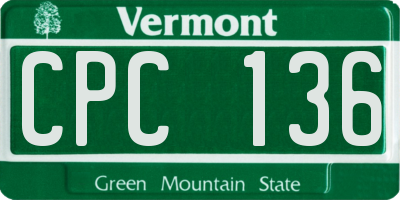 VT license plate CPC136