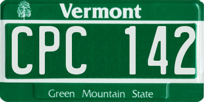 VT license plate CPC142