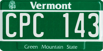 VT license plate CPC143