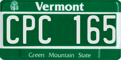 VT license plate CPC165