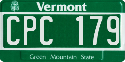 VT license plate CPC179