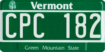 VT license plate CPC182