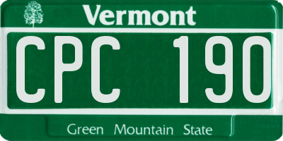 VT license plate CPC190