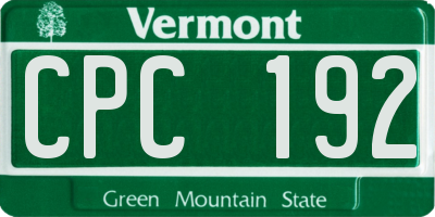 VT license plate CPC192