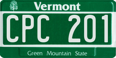 VT license plate CPC201