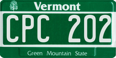 VT license plate CPC202