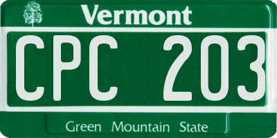 VT license plate CPC203