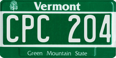 VT license plate CPC204