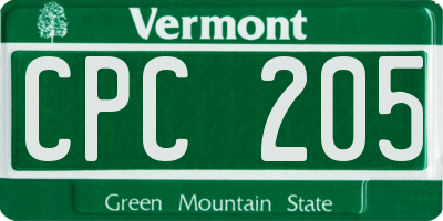 VT license plate CPC205