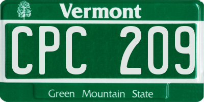 VT license plate CPC209