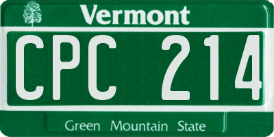 VT license plate CPC214