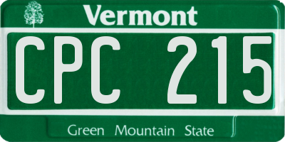 VT license plate CPC215