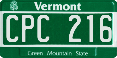 VT license plate CPC216