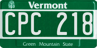 VT license plate CPC218
