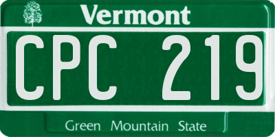 VT license plate CPC219