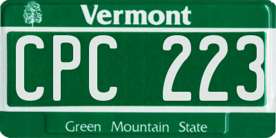 VT license plate CPC223