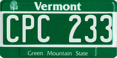 VT license plate CPC233