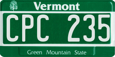 VT license plate CPC235