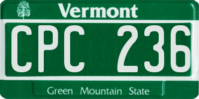 VT license plate CPC236