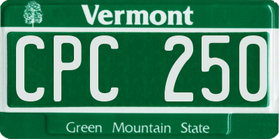 VT license plate CPC250