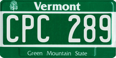 VT license plate CPC289