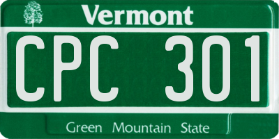 VT license plate CPC301