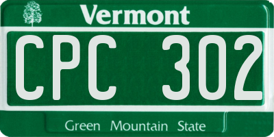 VT license plate CPC302