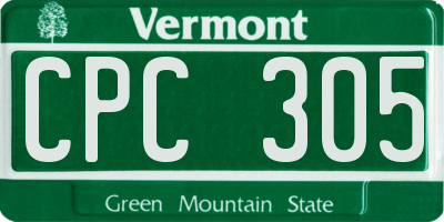 VT license plate CPC305