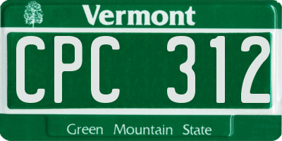 VT license plate CPC312
