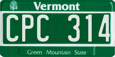 VT license plate CPC314