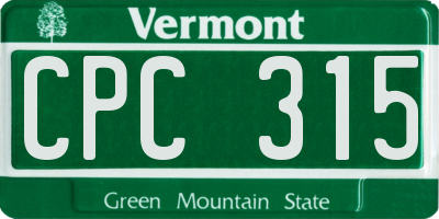 VT license plate CPC315
