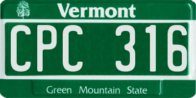 VT license plate CPC316
