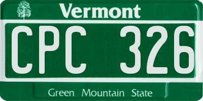 VT license plate CPC326