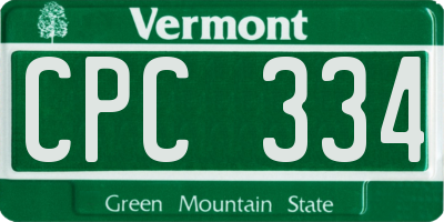 VT license plate CPC334