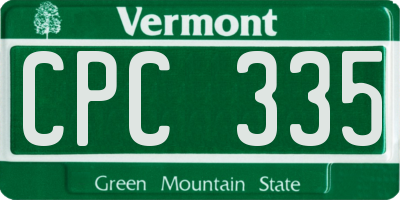 VT license plate CPC335
