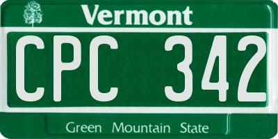 VT license plate CPC342