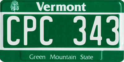 VT license plate CPC343