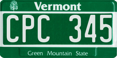 VT license plate CPC345