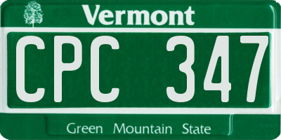 VT license plate CPC347