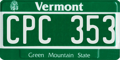 VT license plate CPC353