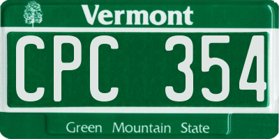 VT license plate CPC354