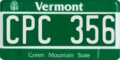 VT license plate CPC356
