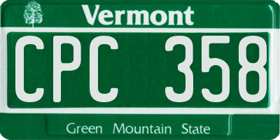 VT license plate CPC358