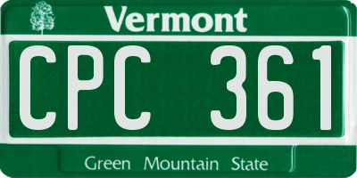 VT license plate CPC361