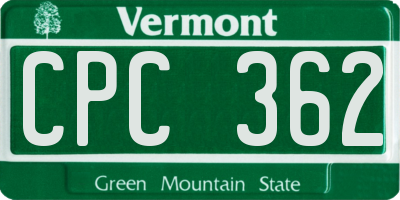 VT license plate CPC362
