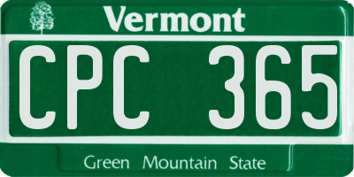 VT license plate CPC365
