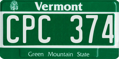 VT license plate CPC374