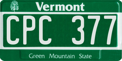 VT license plate CPC377